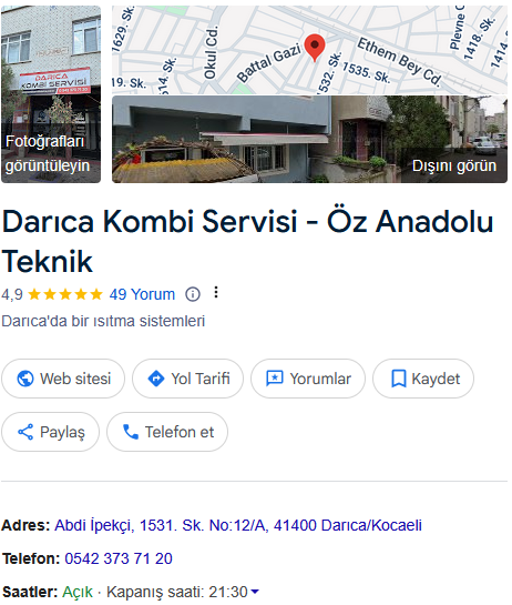darica-harita-ekran Darıca Vaillant Kombi Servisi - 0538 469 07 30